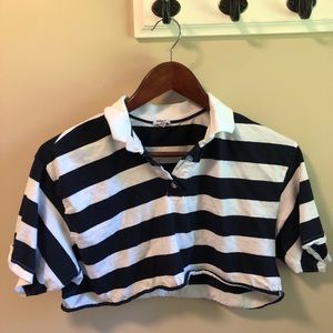 White and navy garage cropped sailor shirt ! size S